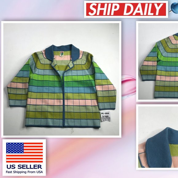 Vintage Gentucca Gia Portofino 60 70s RETRO Block Women 100% Wool Jacket Coat 14 - Picture 1 of 8